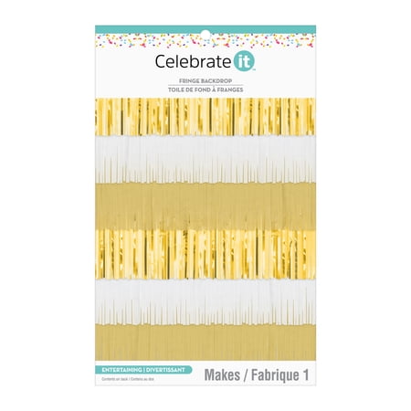 72" x 11.5" Gold & White Fringe Backdrop by Celebrate It™