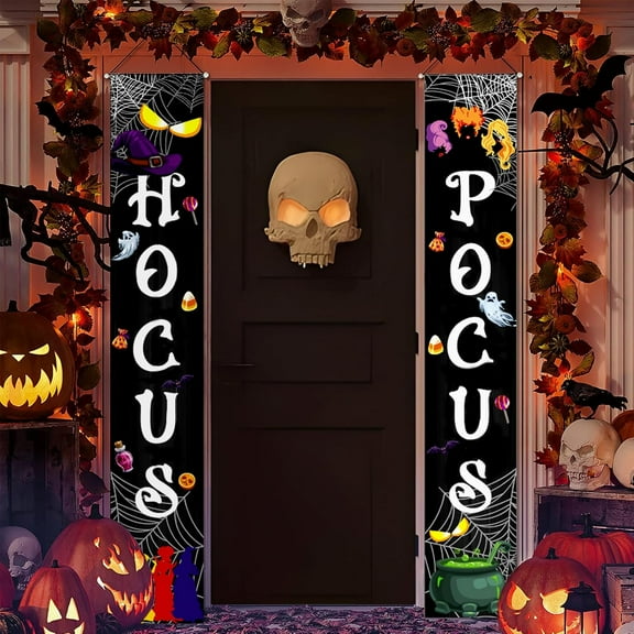 72 x 12 Inches Halloween Hocus Pocus Backdrop for Doorway Porch, Witch It''s Just A Bunch of Hocus Pocus Wall Hanging Fabric Banner Flags Sign Background for Indoor Outdoor House Garden Decorations