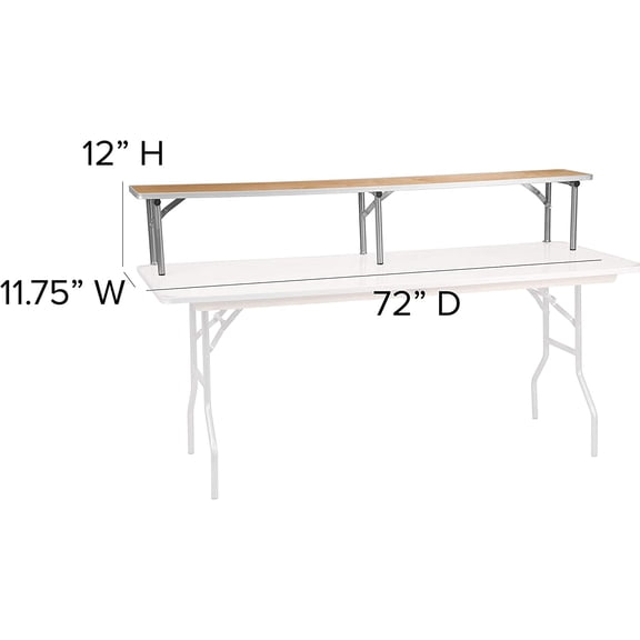 72" x 12" x 12" Birchwood Bar Top Riser with Silver Legs for Home and Event