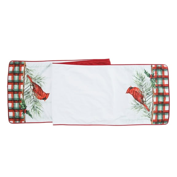 72" x 13" Woodland Cardinal Plaid Table Runner