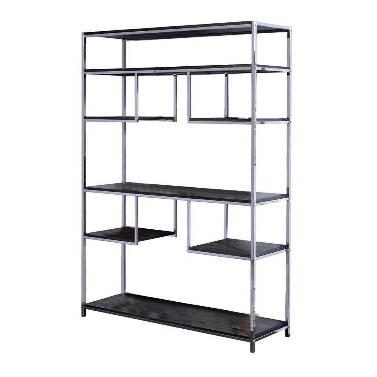 Louth 49" Geometric Dark Gray Wood Etagere Bookcase with Metal Frame