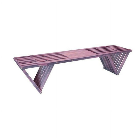 72 x 18 x 17 in. Wooden Backless Bench - Three Seat, Purple Berry