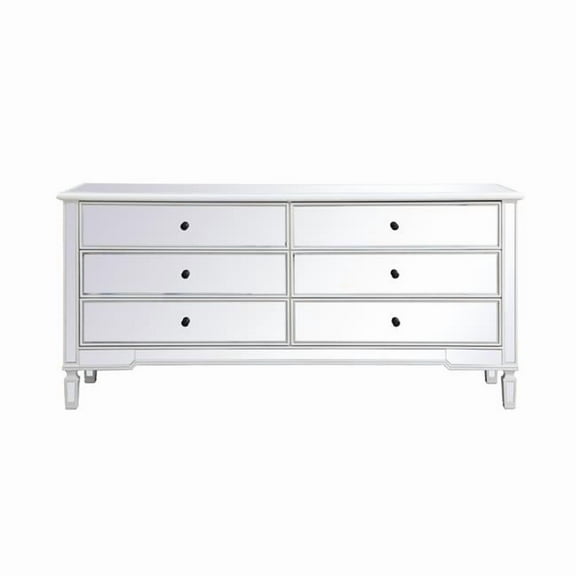 72 x 20 x 34 in. Contempo Mirrored Chest in Antique White