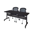 thumbnail image 1 of 72" x 24" Flip Top Mobile Training Table with Modesty Panel- Mocha Walnut and 2 Cadence Nesting Chairs, 1 of 4