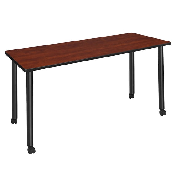 Regency Kee 72 x 24 in. Mobile Training Seminar Table- Cherry Top, Black Legs
