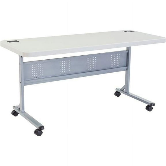 72 x 24 in. Interion Blow Molded Foldable Training Table - White