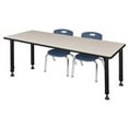 thumbnail image 1 of 72 x 24 in. Kee Height Adjustable Classroom Table, Maple & 2 Andy 12 in. Stack Chairs - Navy Blue, 1 of 1