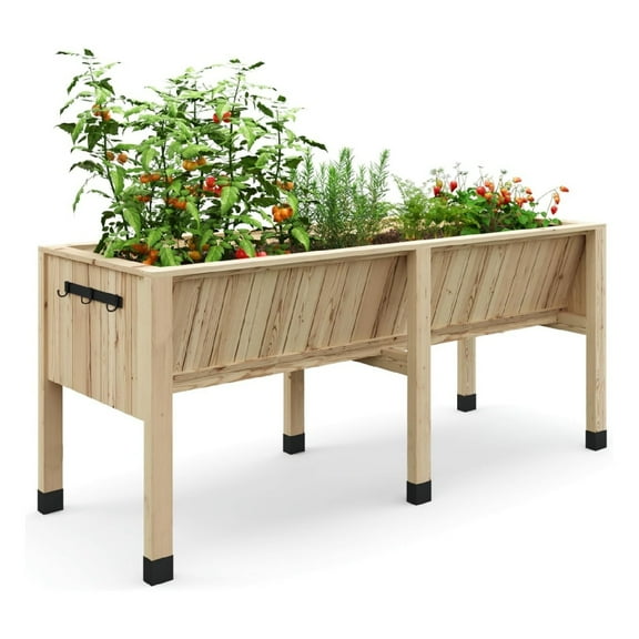 72 x 26 x 30in Raised Garden Bed with Legs - Wooden Elevated Garden Bed for Growing Vegetables and Herbs - Large, Sturdy Standing Planter Box with Enhanced Depth