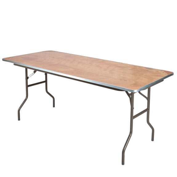 72" x 30" (6 Foot) Rectangle Heavy Duty Plywood Folding Table with Steel Skeleton by Chivari