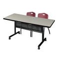 thumbnail image 1 of 72" x 30" Flip Top Mobile Training Table with Modesty Panel- Maple and 2 "M" Stack Chairs- Burgundy, 1 of 7