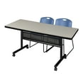 thumbnail image 1 of Romig Kobe 72 x 30 in. Flip-Top Privacy Nesting Table- Maple, 2 Zeng Stack Chairs- Blue, 1 of 8
