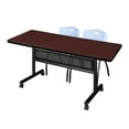 thumbnail image 1 of Regency Kobe 72 x 30 in. Flip-Top Privacy Nesting Table- Mahogany, 2 M Stack Chairs- Grey, 1 of 7