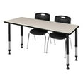 thumbnail image 1 of 72 x 30 in. Kee Height Adjustable Classroom Table, Maple & 2 Andy 18 in. Stack Chairs - Black, 1 of 1