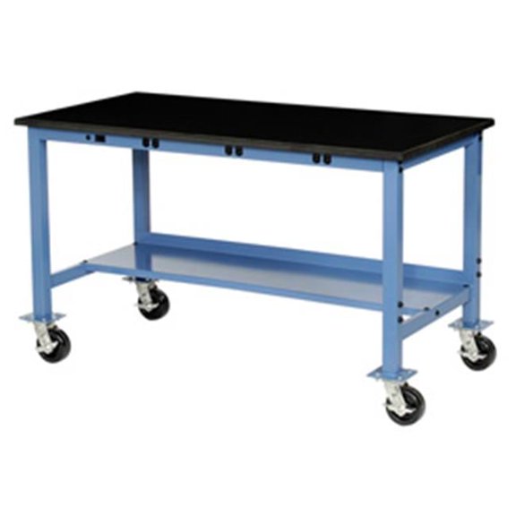 72 x 30 in. Phenolic Safety Edge Mobile Power Apron Lab Bench - Blue