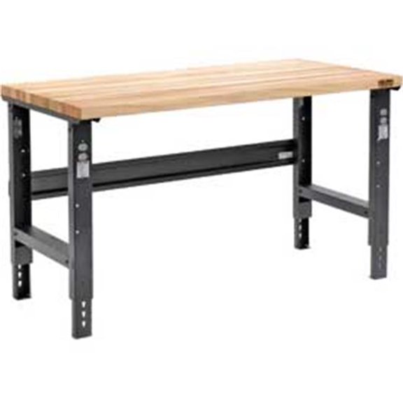 72 x 30 in. Square Edge Birch Butcher Block Work Bench - Adjustable Height - Black