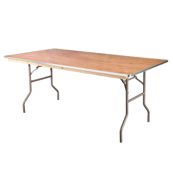 72" x 36" (6 Foot) Rectangle Plywood Folding Table with Metal Edge by Chivari