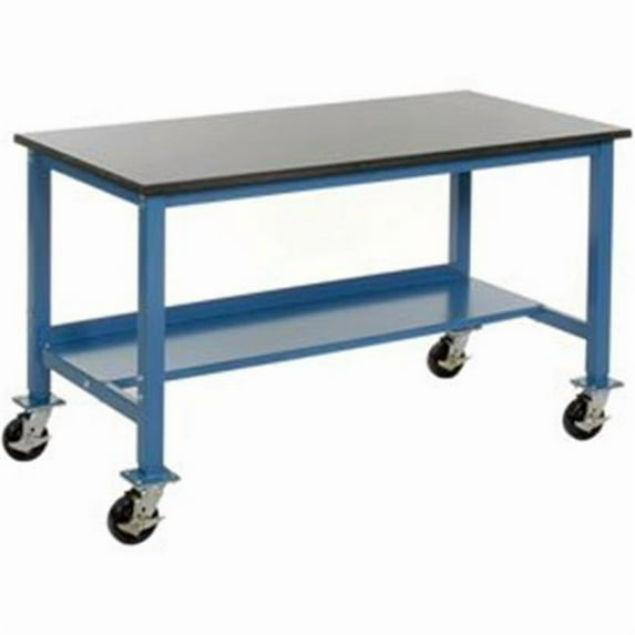 72 x 36 in. Phenolic Resin Safety Edge Mobile Laboratory Bench - Blue