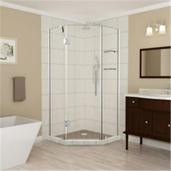 72 x 36 x 36 in. Merrick GS Frameless Neo-Angle Shower Enclosure with Glass Shelves, Chrome