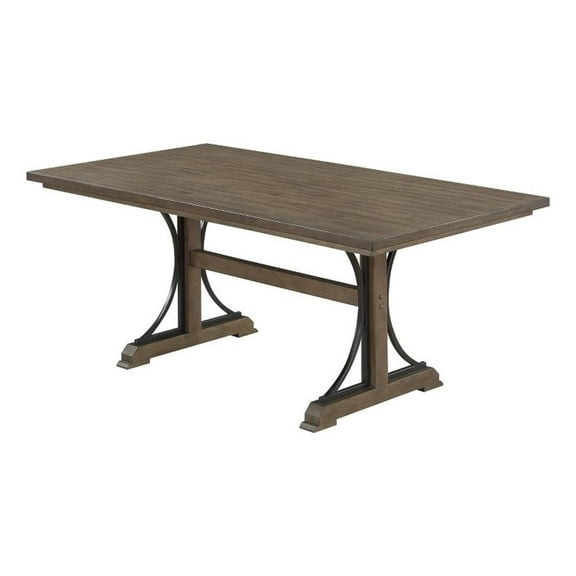 72" x 39" Brown Oak MDF Wood Dining Table with Distressed Top