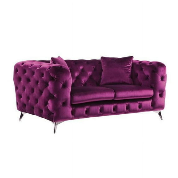 72 x 41 x 30 in. Atronia Loveseat Sofa, Purple Velvet