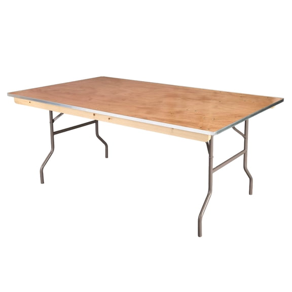 72" x 42" (6 Foot) Rectangle Plywood Folding Table with Metal Edge by Chivari