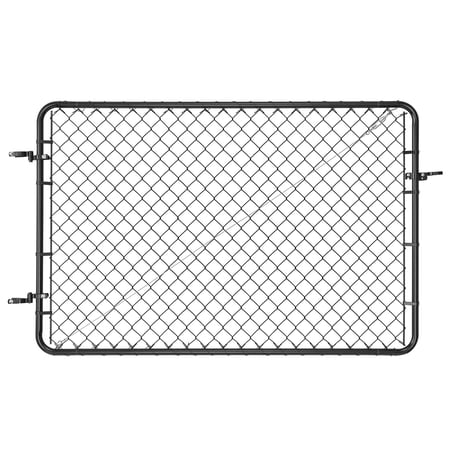 72 x 48-Inch Chain Link Fence Gate, Adjustable Panel for 2.2-6 ft Wide x 6 ft High Opening, Plastic Coated Garden Fencing, Black