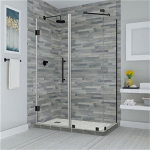 72 x 54 x 36.38 in. Bromley Frameless Corner Hinged Shower Enclosure, Oil Rubbed Bronze