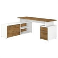 thumbnail image 1 of 72 x 59 x 30 in. Jamestown L Shaped Desk, Fresh Walnut & White, 1 of 1
