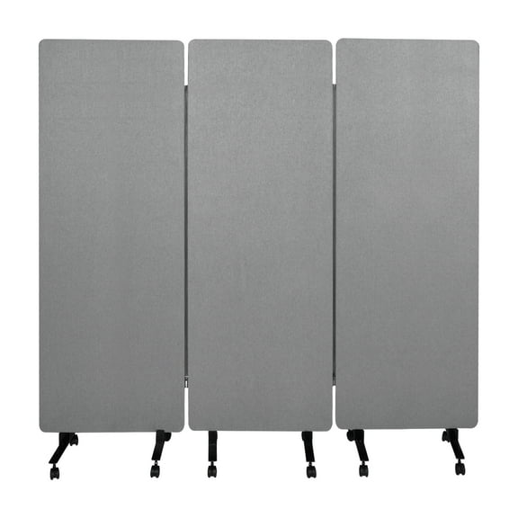 72 x 66in Sound Proof Dividers with Wheels, Portable Office Partition Wall, 3-Panel Freestanding Acoustic Barrier for Noise Reduction(Light Gray)