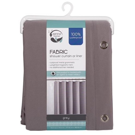 72 x 70 in. Solid Fabric Shower Curtain Liner, Gray