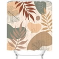 thumbnail image 1 of 72" x 72" Abstract Mid Century Shower Curtain Geometric Boho Leaves Minimalist Aesthetic Bathroom Set Modern Home Bath Bathtub Decor Durable Fabric Machine Washable with 12 Hooks, 1 of 5
