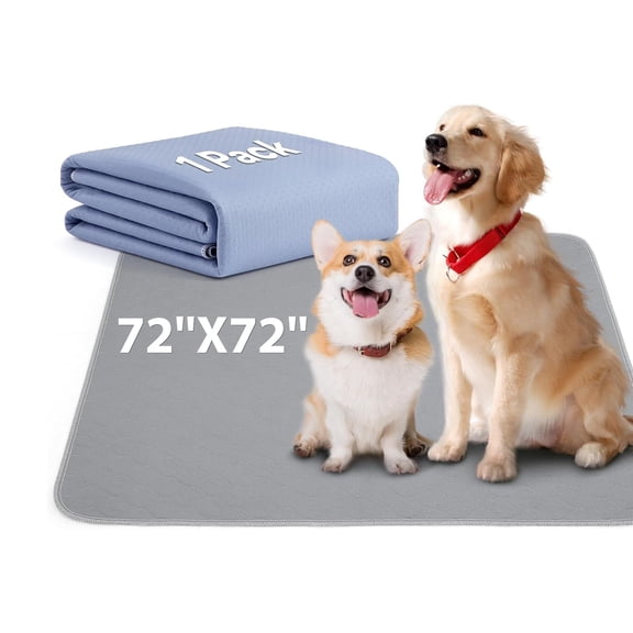 72" x 72" Extra Large Dog Pee Pad - Waterproof Quick Drying Pet Pad for Dogs, Reusable Puppy Pads, Anti-Slip Floor Pad Playpen Crate Washable Mat for Dog Whelping Incontinence Housebreaking, 1 Pack