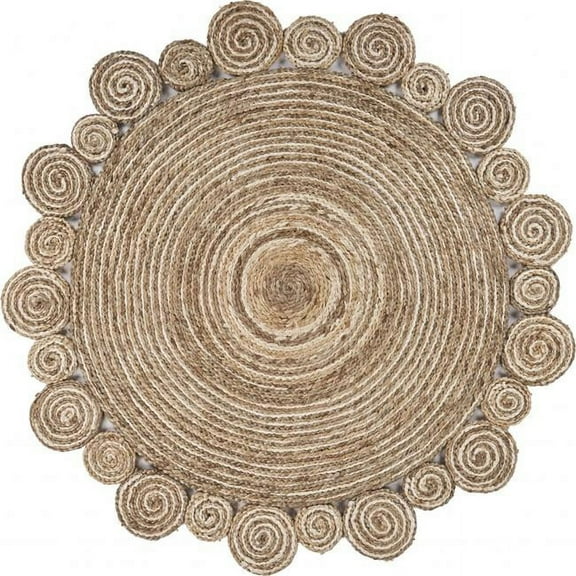 72 x 72 in. Bleached & Natural Spiral Boutique Jute Rug