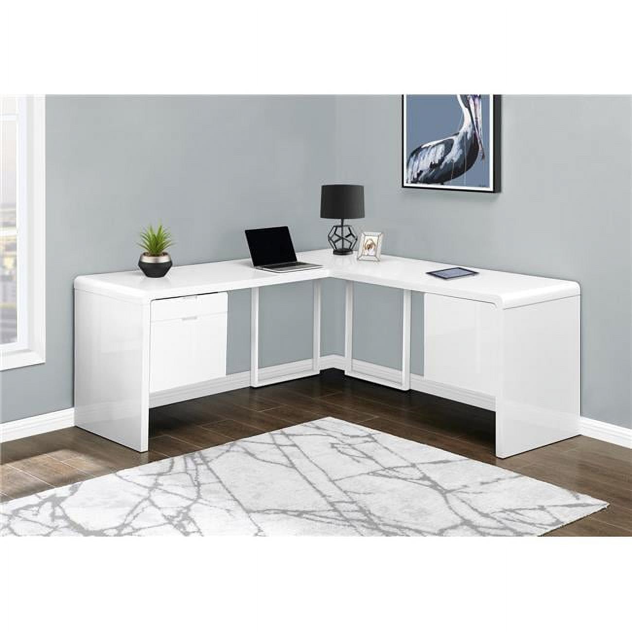 72 x 72 in. L shaped Corner 2 Drawers 1 Cabinet Metal Legs