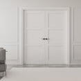 thumbnail image 1 of 72" x 80" 3 Paneled Solid Manufactured Wood 80'' Interior French Doors With Hardware Kit / Frame, 1 of 9