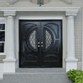 thumbnail image 1 of 72" x 80" Environment Damage Resistant Polyurethane Composite Exterior Entry House Front Door, Openable Tempered Rain Glass Window, Left-Hand Double Door Inward Swing Espresso AR05, 1 of 12