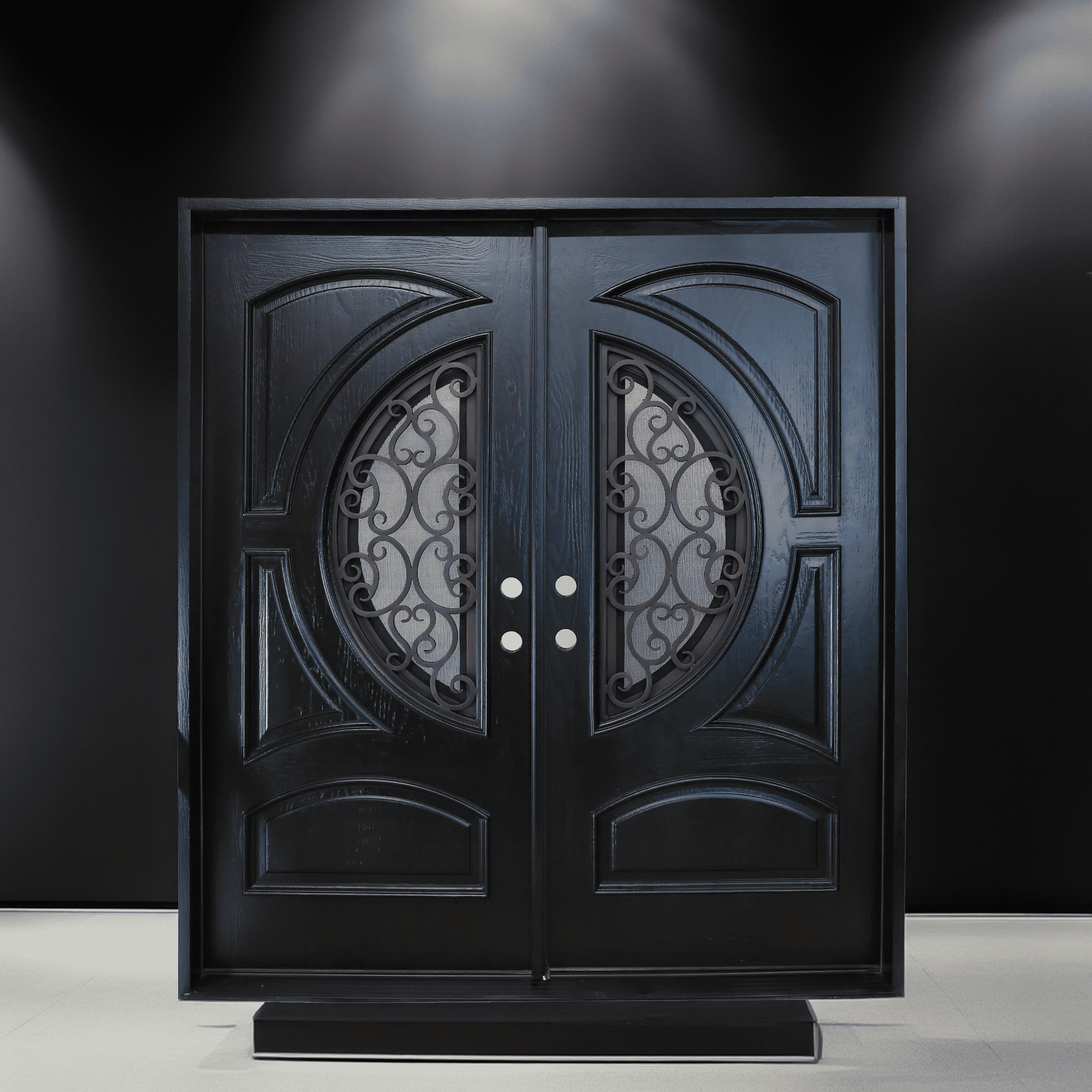 72" x 80" Environment Damage Resistant Polyurethane Composite Exterior Entry House Front Door, Openable Tempered Rain Glass Window, Left-Hand Double Door Inward Swing Espresso AR05