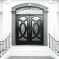 thumbnail image 1 of 72" x 80" Environment Damage Resistant Polyurethane Composite Exterior Entry House Front Door, Openable Tempered Rain Glass Window, Right-Hand Double Door Inward Swing Espresso  AR06W, 1 of 4
