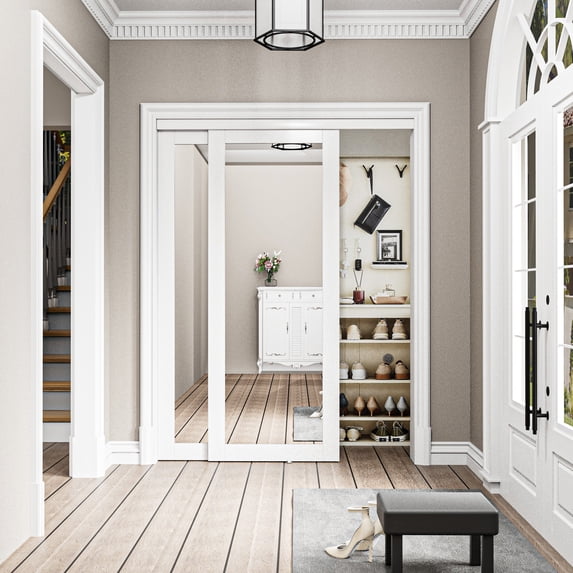 72" x 80" Full Lite Mirrored Closet Sliding Doors With Hardware Kit