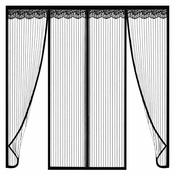 74.8" x 81.5" Self-Closing Screen Door for Sliding/Patio/French Doors – Fiberglass Mesh with Center Seam Closure, Reversible Left/Right Opening