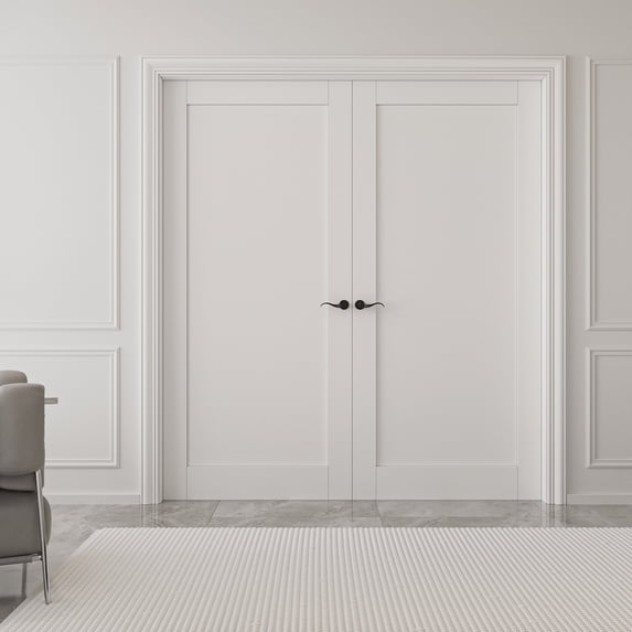 72" x 80" Paneled French Door Interior Solid Double Bathroom Pantry Door With Hardware Kit / Handles
