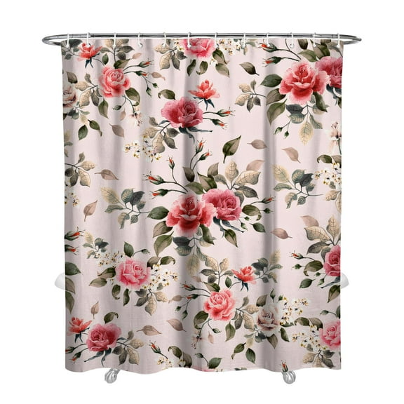 72" x 84" Aesthetic Floral Bloom Shower Curtain Watercolor Garden Print Waterproof Quick-Dry Bathroom Drape