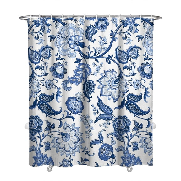 72" x 84" Boho Chic Floral Shower Curtain Watercolor Bloom Print Waterproof Quick-Dry Bathroom Drape