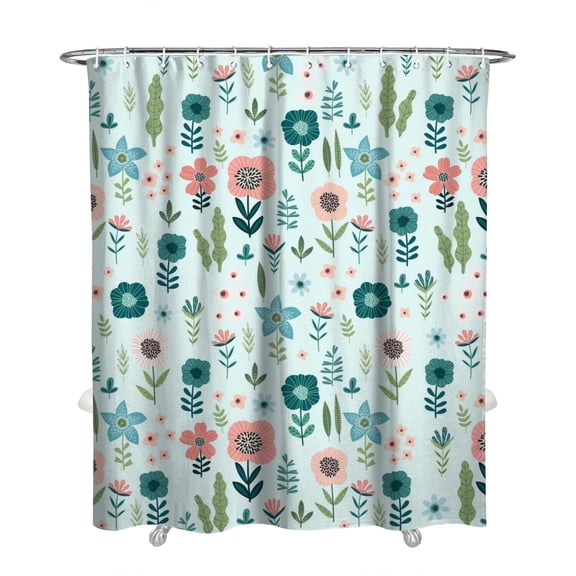 72" x 84" Boho Floral Shower Curtain Rustic Farmhouse Bloom Print Waterproof Quick-Dry Bathroom Drape