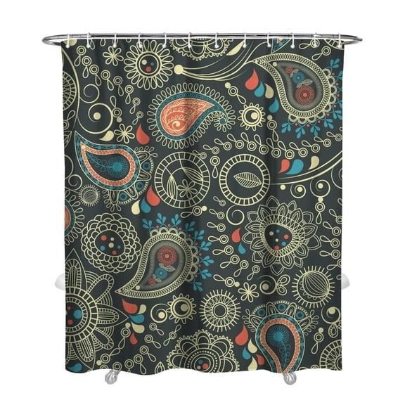 72" x 84" Chic Paisley Pattern Shower Curtain Vintage Bohemian Ethnic Floral Waterproof Machine Washable