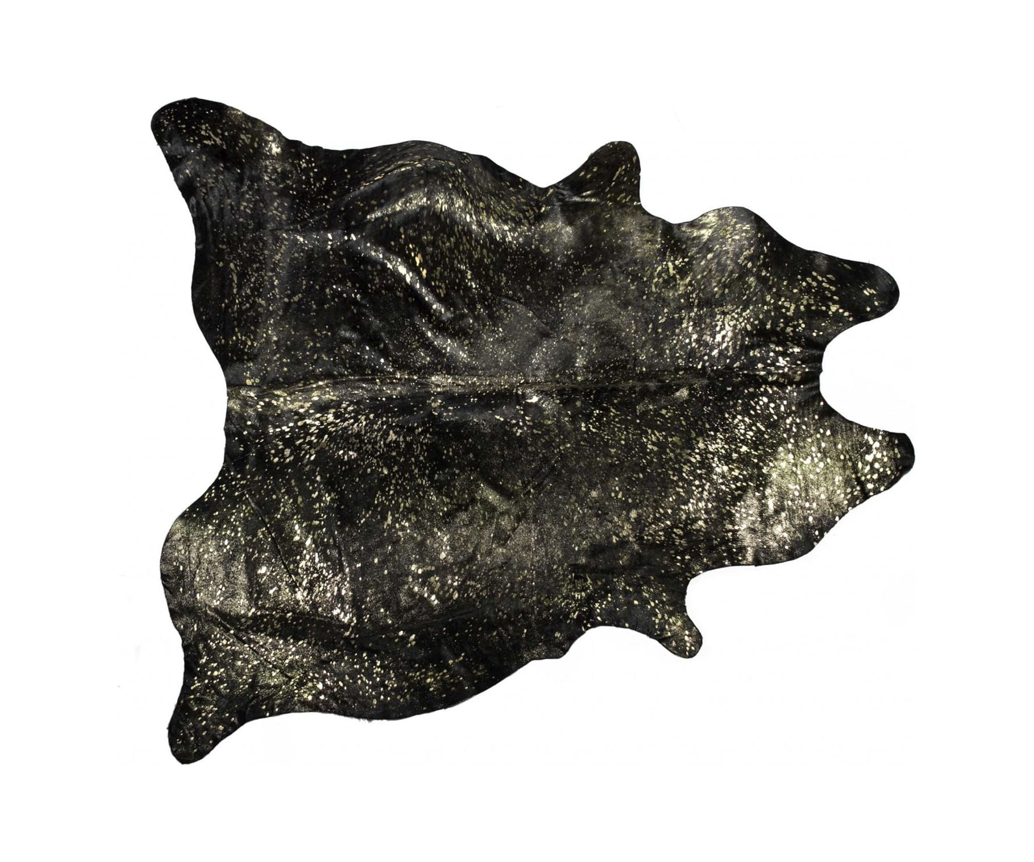 72" x 84" Black and Gold Handmade Cowhide Area Rug