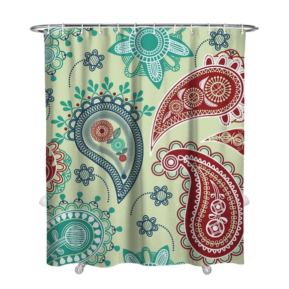 72" x 84" Exotic Paisley Shower Curtain Tribal Indian Ethnic Bohemian Vintage Floral Bathroom Decor