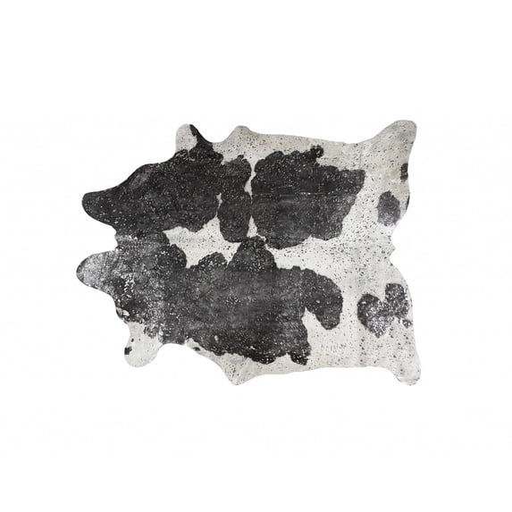 72" x 84" Silver Black & White Cowhide Rug