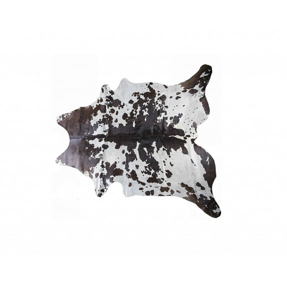 72" x 84" White and Chocolate Cowhide Rug