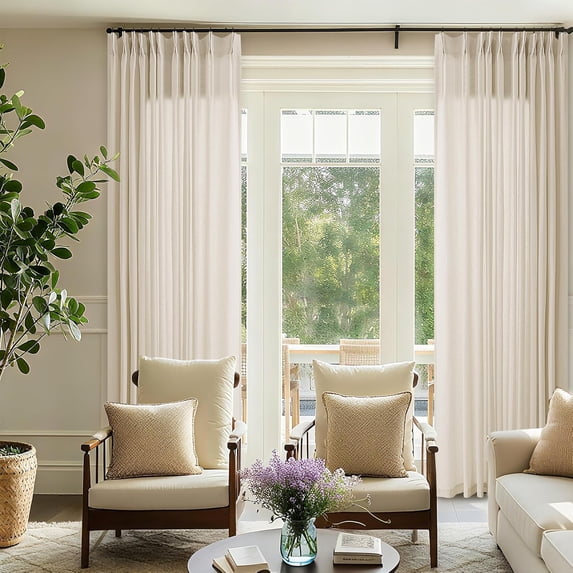72 x 96 Inch Pinch Pleated Linen Curtains for Living Room Pleated ...